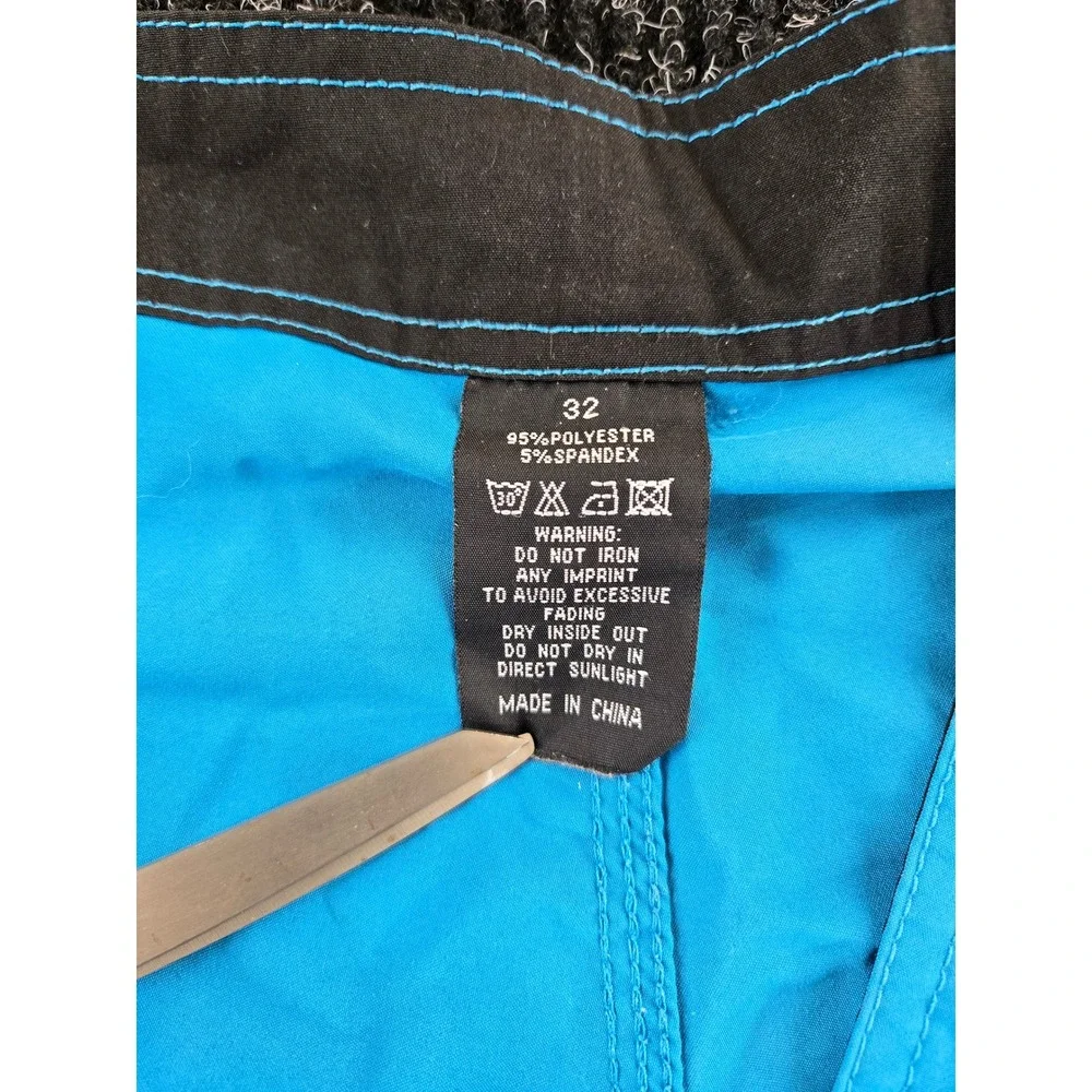 Mens Solid Blue Board Shorts‎ Swim Trunks Size 32 Stretch Quick Dry Beachwear